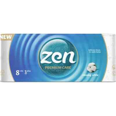 Туалетная бумага Zen Premium Care Relaxing White 3 слоя 8 рулонов (5944582100060) Винница