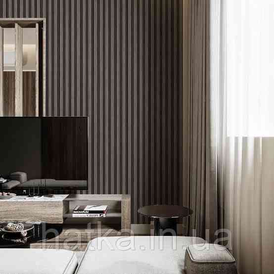Шпалери вінілові на флізеліні AdaWall Omega1.06х10 смуги 3д під стінову панель чорні 23211-3 Київ