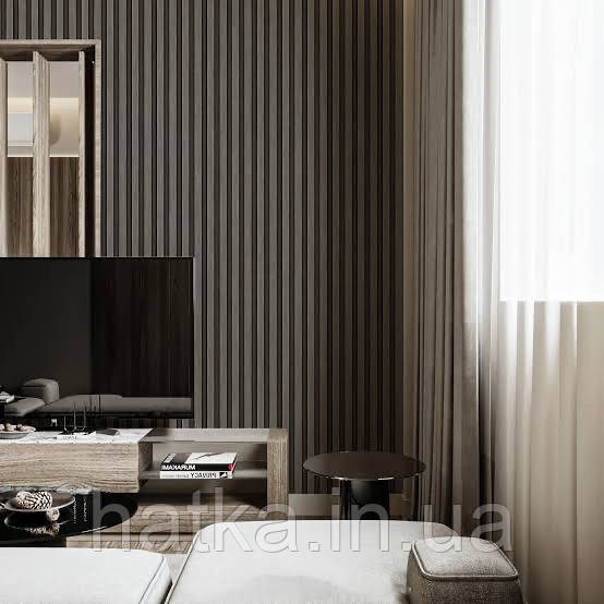 Шпалери вінілові на флізеліні AdaWall Omega1.06х10 смуги 3д під стінову панель чорні 23211-3 Київ - фото 5