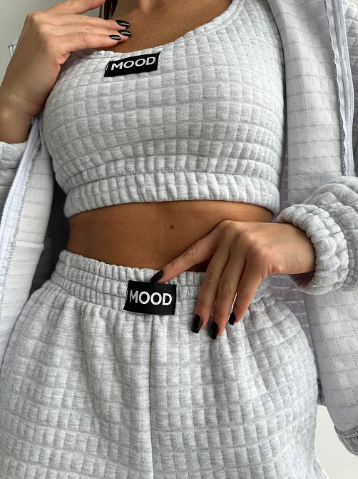 Жіночий прогулянковий костюм-трійка: кофта топ і штани Капітон Меланж, 46/48 Одеса - фото 8