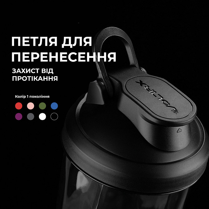Шейкер спортивний електричний VOLTRX VortexBoost 600 мл. Tritan Black Каменское - изображение 3