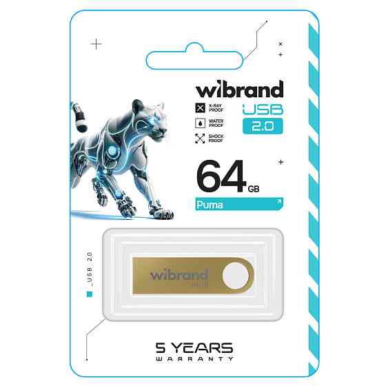 Флешка flash Wibrand USB 2.0 Puma 64Gb Gold WI2.0/PU64U1G Одесса