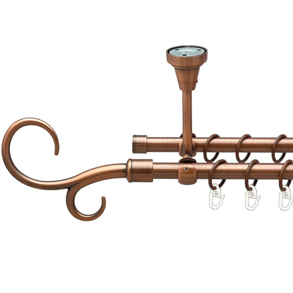 Карниз Orvit Гак Подвійний металевий дворядний відкритий до стелі гладка труба кільце металеве Мідь 16\16 мм Львов - изображение 1