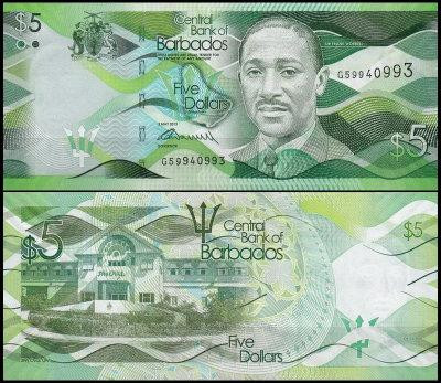 Barbados Барбадос - 5 Dollars 2013 Pick 74 UNC Полтава - фото 1