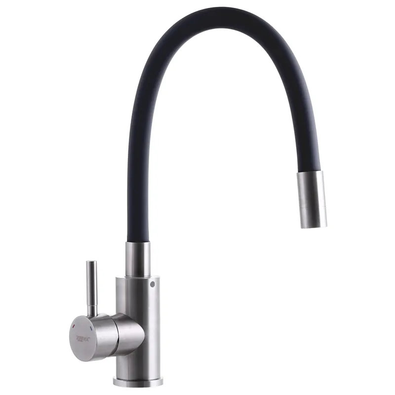 Смеситель на кухню с черным гибким изливом Zerix SUS-011 (ZX3129) Киев - изображение 1
