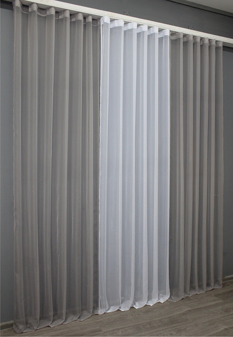 Декоративная гардина VR-Textil № 002дк шифон серый с белым 600х250 (11-0056) Киев - изображение 3