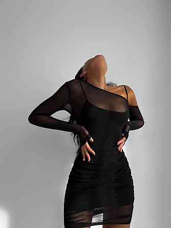 Женское привлекательное двойное платье мини трикотаж + сетка стрейч 46/48 Одесса