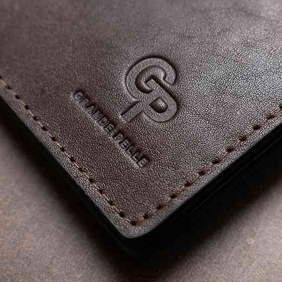 Кожаный мужской зажим для денег с монетницей GRANDE PELLE 11547 Коричневый Киев