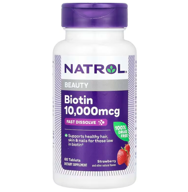 Биотин (Biotin) 10000 мкг 60 таблеток со вкусом клубники Київ - фото 1