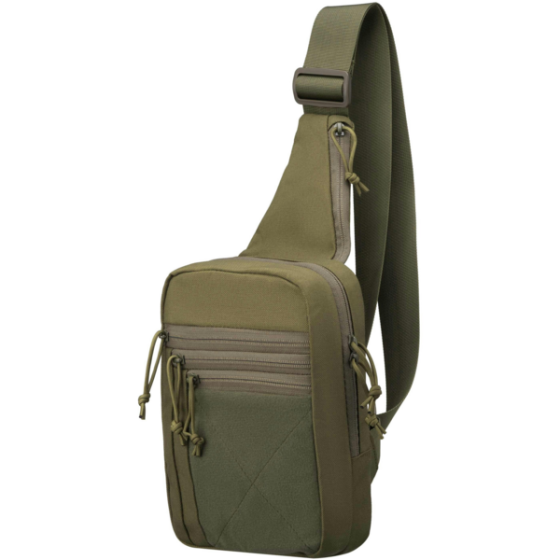 Сумка-слінг 2Е Tactical, кобура зі швидким відкриванням, 6 відсіків, зелена (2E-TSBHQO6C-OG) Київ