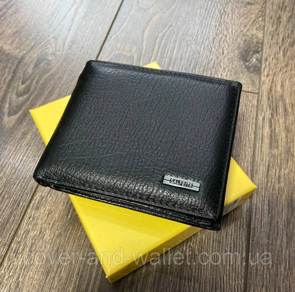 Мужское кожаное портмоне без застежки черного цвета F Salfeite 387-207Е-1 Киев - изображение 1