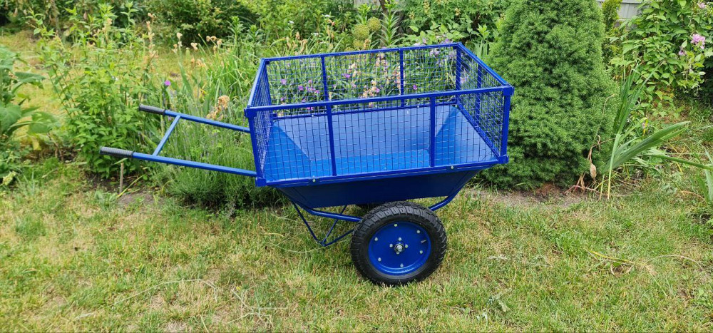 Тачка строительная с бортом Garden joys 390 Синий Тачка строительная 2 колеса Тачка ручная двухколесная Белая Церковь - изображение 4