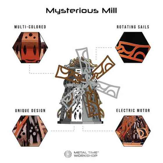 Колекційна модель-конструктор Metal Time Mysterious Mill Млин електронний двоколірна (MT054) Харків