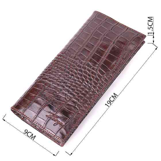 Цікавий вертикальний гаманець із натуральної фактурної шкіри KARYA 21434 Коричневий Київ