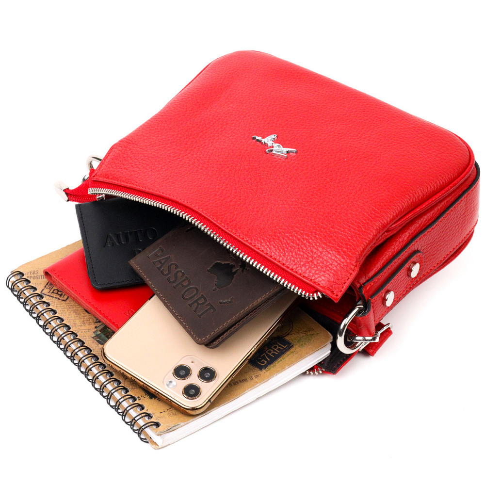 Яскрава сумка жіноча на плече KARYA 20845 шкіряна Червоний Київ - фото 4