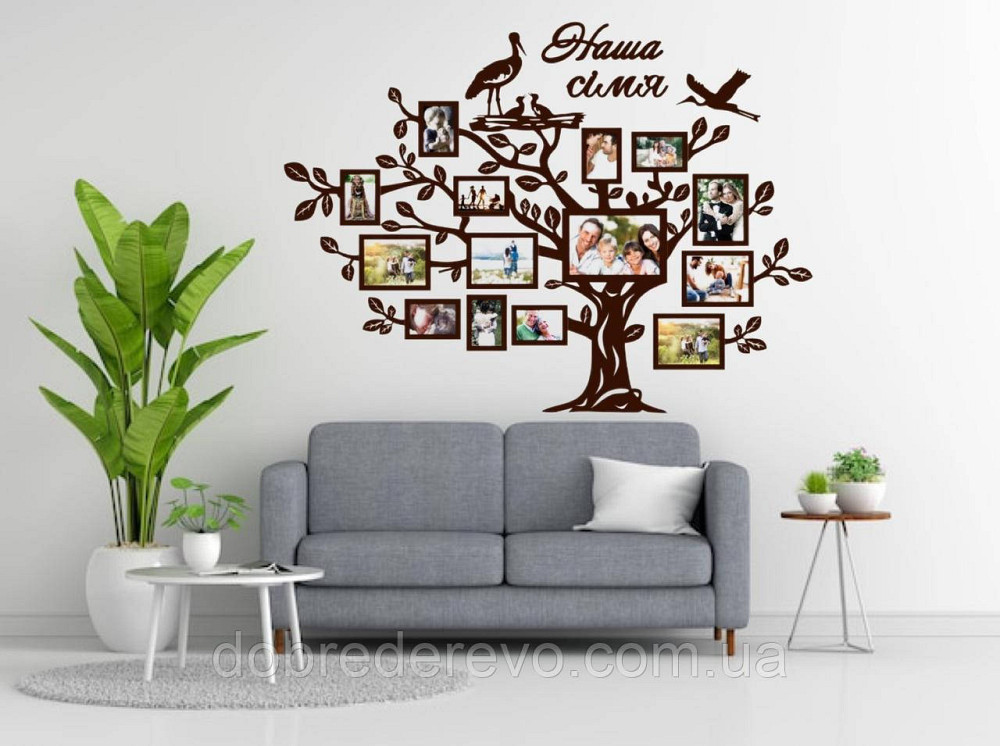 Сімейне дерево на 14 фотографій/малюнок/фотографічна модель/картонування/колаж/оцінка Вижниця - фото 2