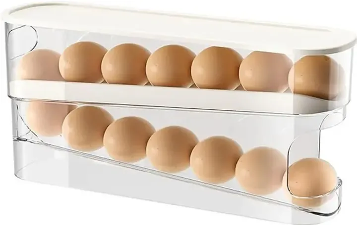 Подставка-органайзер для хранения яиц двухслойная с автоматическим качением Коломия - фото 1