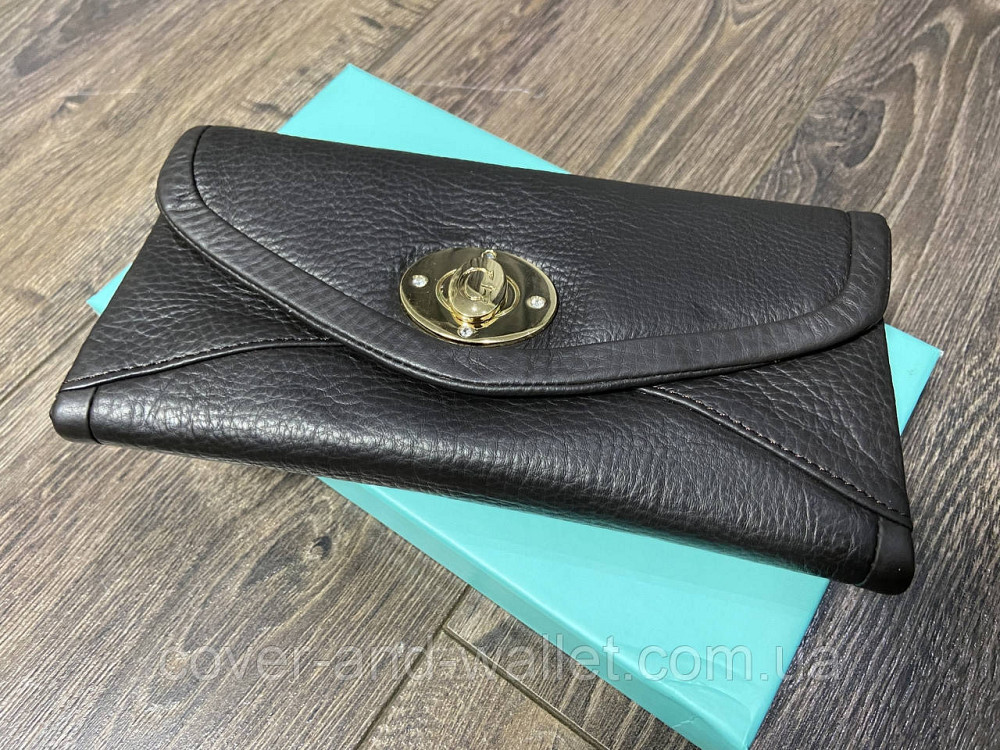 Тонкий м'який жіночий гаманець із міцної шкіри коричневого кольору Guxilai Київ - фото 2