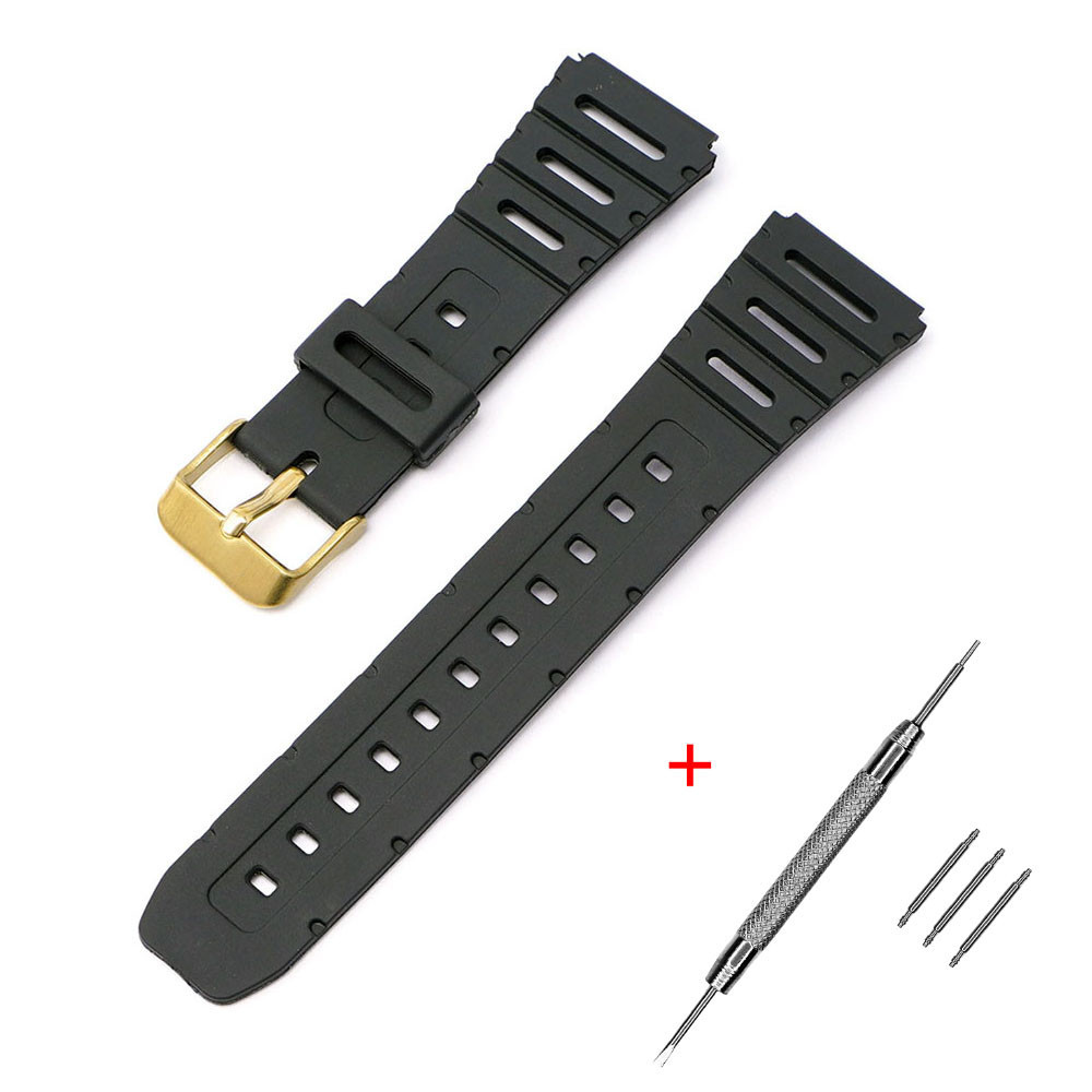 Ремінець для Casio G-Shock 20 mm: CA-53W CA-61W FT-100W W-520U W-720G Black Gold SBR Київ - фото 1