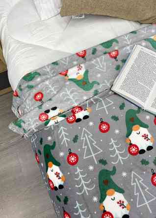 Плед-покривало Decorator WellSoft 200х220 см з різдвяним принтом Сірий (87-288) Київ