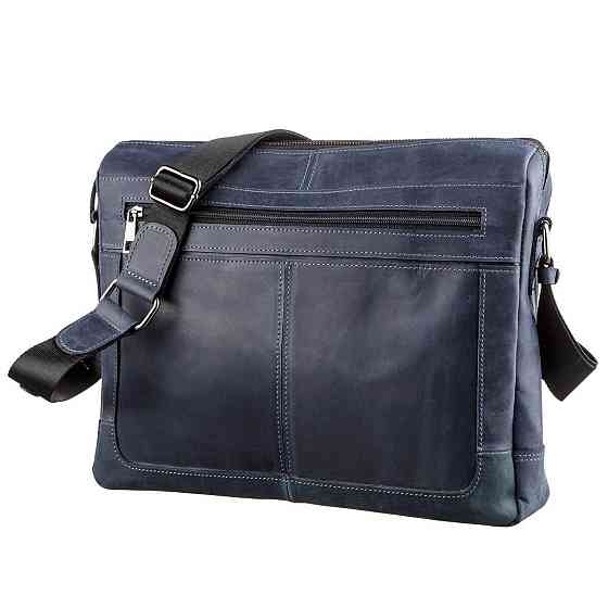 Деловая мужская кожаная сумка на плечо SHVIGEL 11249 Синяя Киев