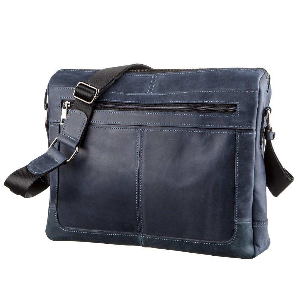 Деловая мужская кожаная сумка на плечо SHVIGEL 11249 Синяя Киев - изображение 2