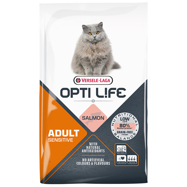 Opti Life Sensitive ОПТІ ЛАЙФ ЛОСОСЬ СЕНСІТІВ беззерновий сухий суперпреміум корм для котів з чутливим травленням Київ - фото 1