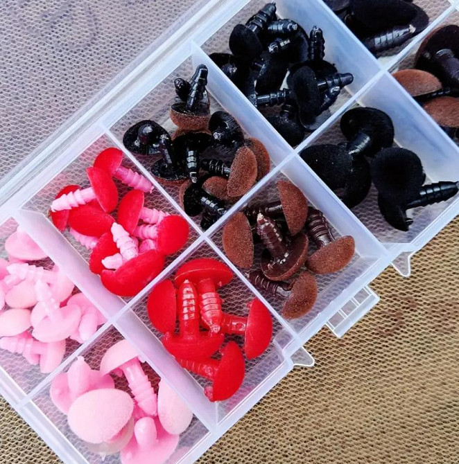 Набор бархатных носиков для игрушек - 70 шт 3 размера: 9×11 мм, 11×14 мм, 14×16 мм | С фиксаторами Киев - изображение 3