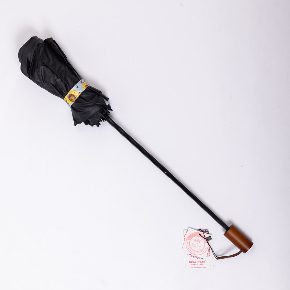 Парасолька механічна елегантна з принтом міцна надійна з поліестеру діаметр 100 см Жовтий HP-23-14Y Київ - фото 3