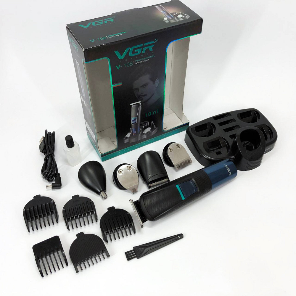 Чоловічий набір для стрижки волосся акумуляторний VGR V-108, Машинка для стрижки голови SK-74 Львів - фото 8