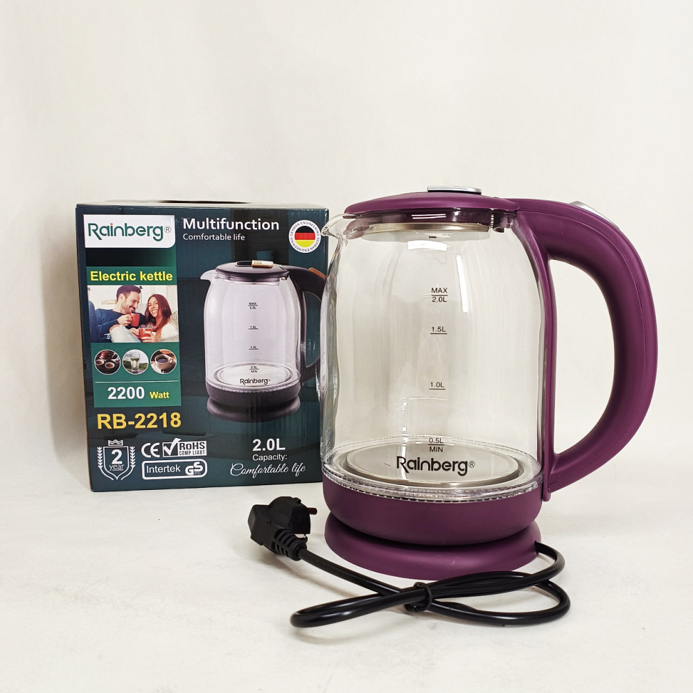 Электрочайник для дома красивый Rainberg RB-2218 3200Вт 2л, Чайник с индикацией и подсветкой SR-26 Львов - изображение 2