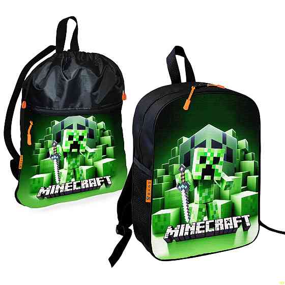 Шкільний рюкзак дитячий Minecraft + Сумка для взуття спортивної форми рюкзак-мішок для хлопчика (01740) Київ