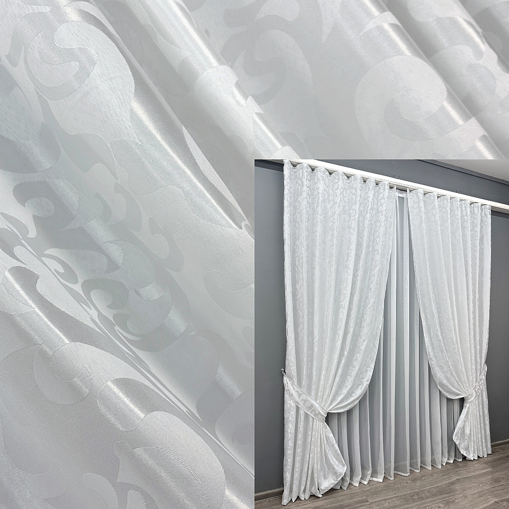 Комплект готових штор VR-Textil Жакард Вензель № 418ш Білий 100х270 см 2 шт (31-558) Київ - фото 9