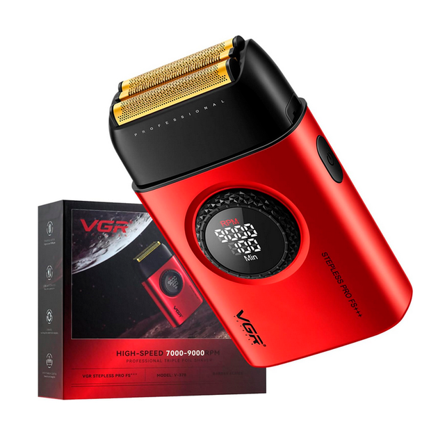Электробритва аккумуляторная шейвер VGR V-378 9000RPM LCD + дорожная сумочка (Красный) Винница - изображение 2
