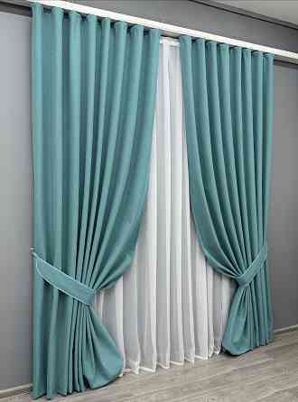 Комплект готовых штор VR-Textil Блэкаут двусторонний ASHEN NIGHT № 1846ш Лазурный 200х290 см 2 шт (32-214) Киев