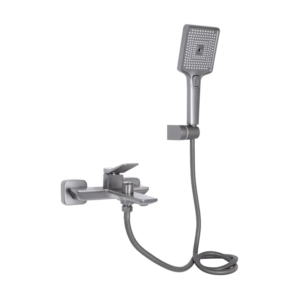 Змішувач для ванни Qtap Presto з душовим гарнітуром QTPRE259GRP45584 Graphite графіт Київ - фото 1