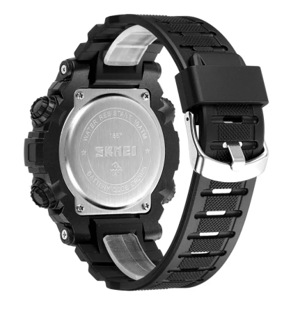 Чоловічий наручний кварцовий годинник Skmei 1887 (Чорний з червоним) Київ