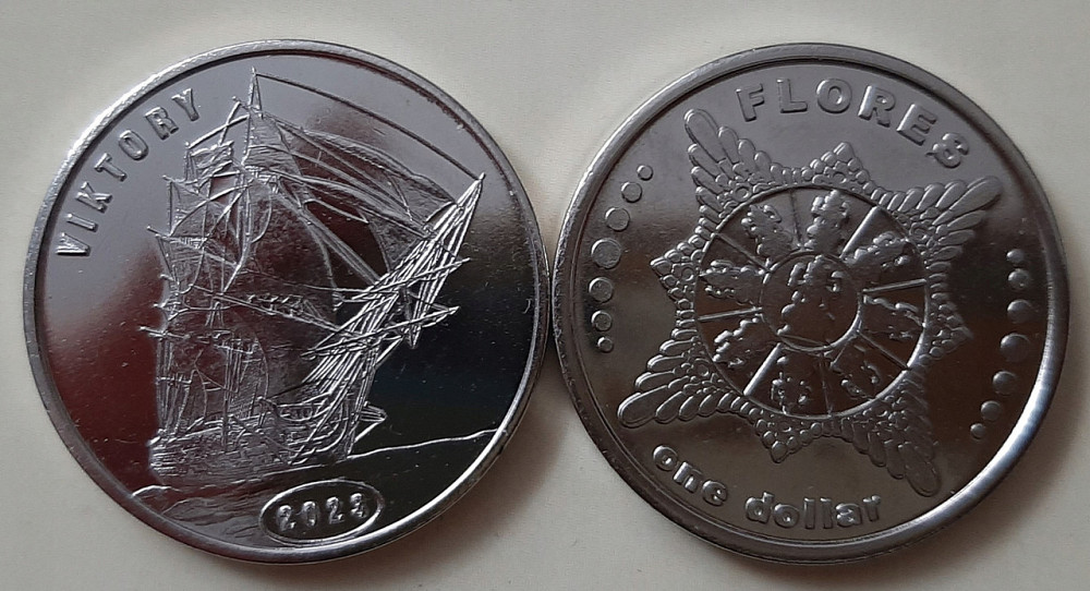 Острів Флорес 1 долар 2023 UNC Вікторія Полтава - фото 1