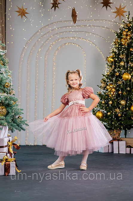Святкова пишна пудрова сукня для дівчинки з глітером Кривий Ріг - фото 4