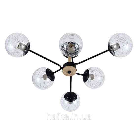 Люстра стельова на 6 плафонів VALESO XL25089-6 для вітальні та спальні Чорний XL25089-6 Київ