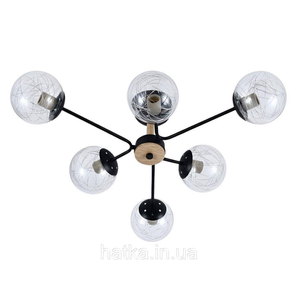 Люстра стельова на 6 плафонів VALESO XL25089-6 для вітальні та спальні Чорний XL25089-6 Київ - фото 1