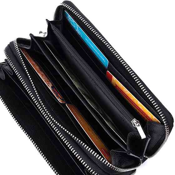 Стильний фактурний клатч на два відділення із лакованої натуральної шкіри ST Leather 22693 Чорний Київ