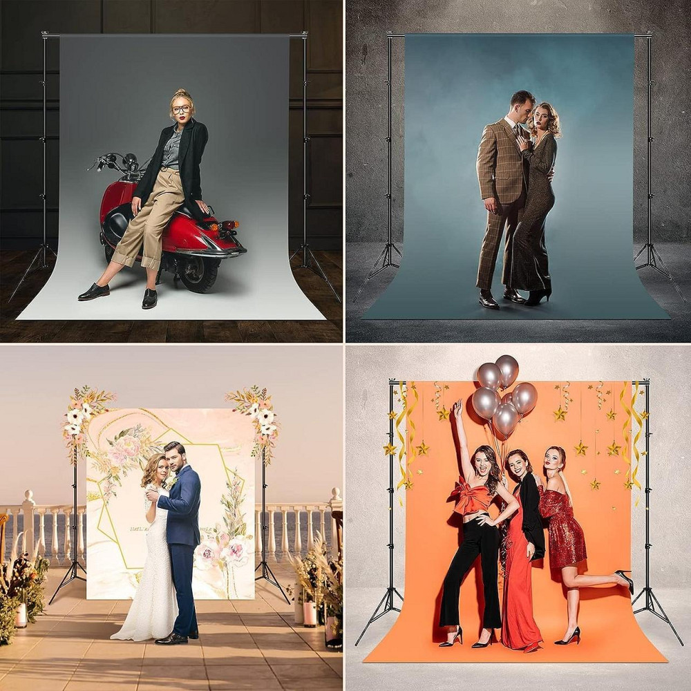 Стенд для фону OMBAR 2.6x3 м чорний телескопічний 0.9–2.6 м поперечина до 3 м 4 кліпси для фото/відео товарної зйомки Київ - фото 6