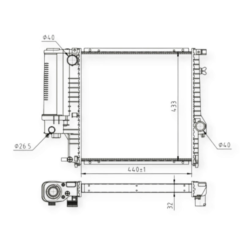 Радиатор двигателя Бмв 3 (E30, E36), 5 (E34) 1.6-2.8i (88-00) охлаждения Мукачево - изображение 1