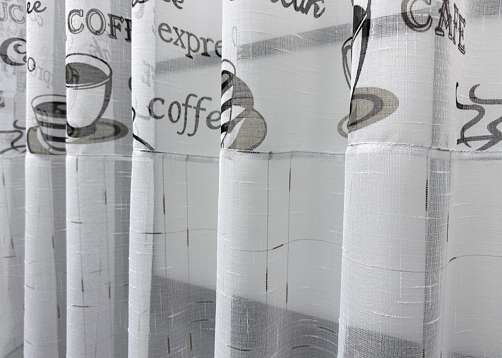 Кухонная тюль-арка VR-Textil № 1791т-1210т лен белый с черным 300х155 см (53-0069) Киев - изображение 5