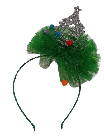 Обруч на новый год елочка серебристая с фатином на голову one size ручная работа зелёный Киев