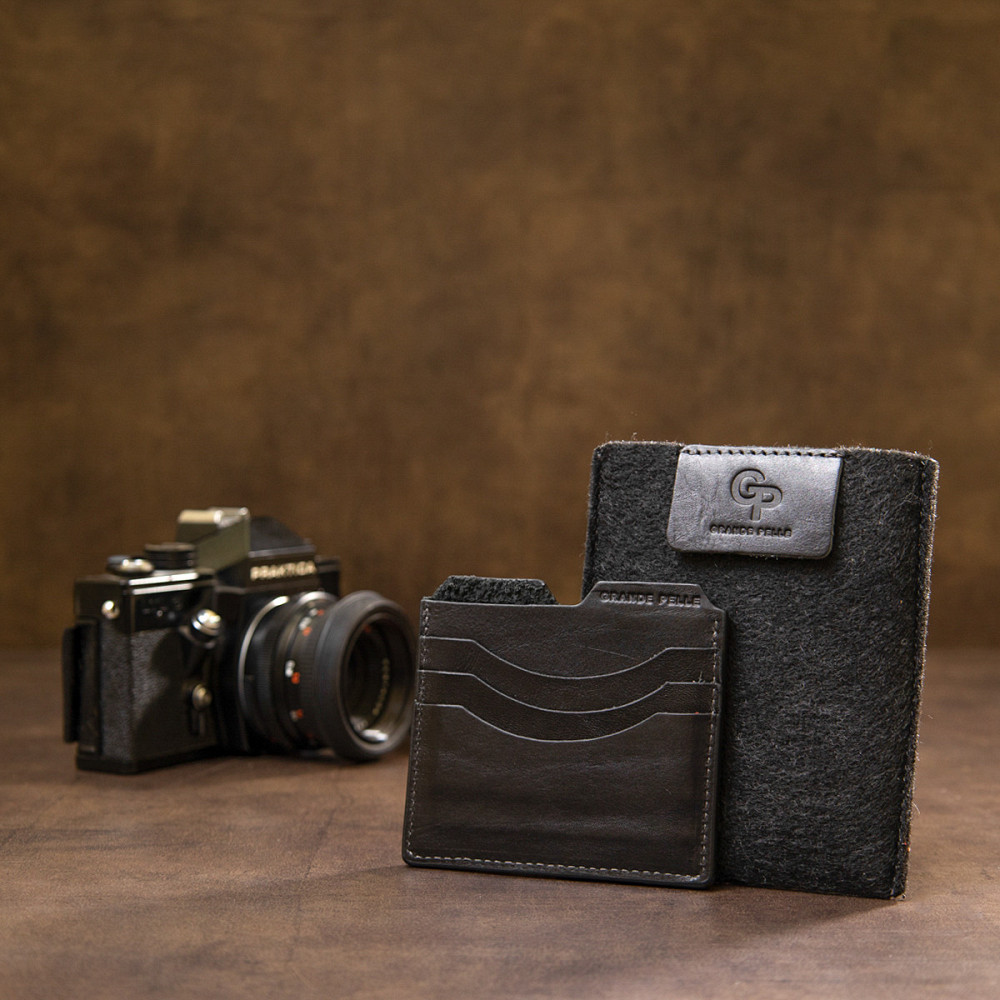 Кожаный картхолдер Черный (GRANDE PELLE) Киев - изображение 4