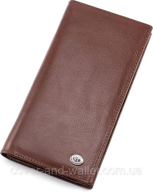 Коричневий чоловічий гаманець купюрник на магнітах з гладкої шкіри ST B152 Київ - фото 1