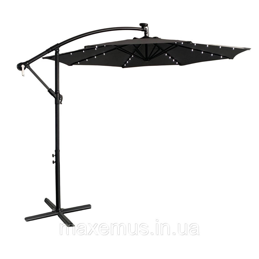 Садовая зонт Bonro B70 12 LP 3 м с LED подсветкой 8 спиц зонта для террасы и сада с чехлом серая Мостиська - фото 4