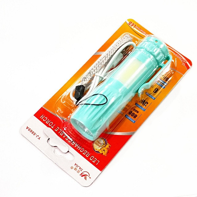 Ручной фонарь Yajia YJ-5869A, Аккумулятор, MicroUSB, 1LED+COB, боковая подсветка Днепр - изображение 1